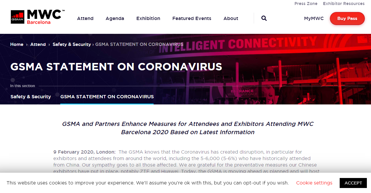 GSMA 就新型冠状病毒的通告以及应对措施